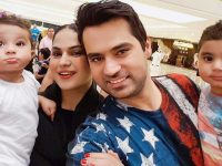 File photo of Veena Malik and her husband Asad Khattak with their two children.