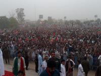 Imran Khan addressing a huge rally at Miawali.