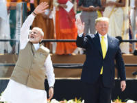 Donald Trump, right, with Indian Prime Minister Modi at a rally in Ahmedabad, India © Money Sharma/AFP/Getty